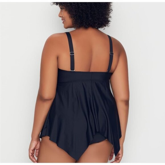 Birdsong Plus Size 20W Black Eco Onyx Sharkbite Underwire Tankini Swim Top Solid - Picture 5 of 13